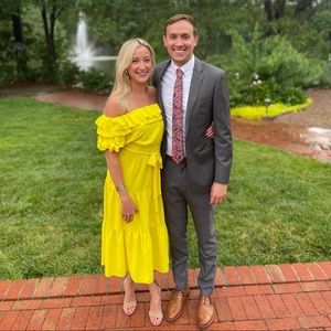 River island yellow off the shoulder maxi dress